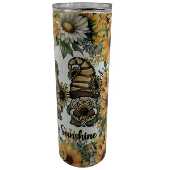 Skinny Tumbler 20oz You Are My Sunshine Gnomes Sunflowers Stainless-Steel - Picture 5 of 9